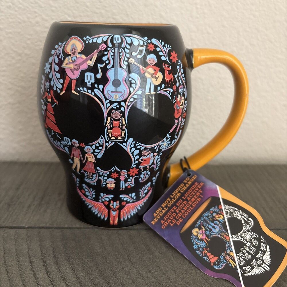 Disney Coffee Mug COCO Movie Sugar Skull Color Changing Ceramic Cup 14 Oz NEW
